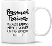 Retreez Funny Mug - Personal Trainer World's Best Fitness Trainer 11 Oz Ceramic Coffee Mugs - Funny, Sarcasm, Inspirational Weightlifting Workout birthday gifts for friends coworkers men women him her