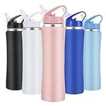 SUPPRUI Insulated Water Bottles,500ml Stainless Steel Water Bottle with Straw,Metal Water Bottle,Double Walled Drink Flasks Leakproof Keep Drinks Hot Cold(Pink)