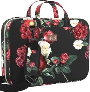 DEHITE Bible Cover Case for Women – Black Floral Carrying Case – Tote Bags Large – Book Size 10.12 x 7 x 1.9 in – Pen Slot – Zippered Pocket – Shoulder Strap – Premium Fabric – Christian Gift