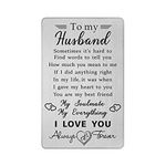 TANWIH Husband Wallet Card Gift from Wife, I Love You Cards Gifts for Him Husband, Unique Birthday Gifts For My Husband, Personalized Wedding Anniversary Presents