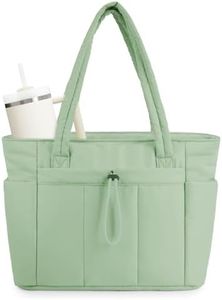 Wandering Nature Puffer Tote Bag with Cup Holder for 40 oz Tumbler & Laptop Compartment & Trolley Sleeve for Travel, Work, Nurse, Women
