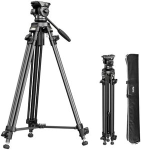 SmallRig Lightweight Video Tripod Kit with 360° Fluid Head, 62'' Aluminum Alloy Camera Tripod with QR Plate, Lift Rope, Load up to 6.2lb for DSLR, Camcorder, Cameras AD-50Lite - 4684