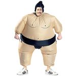 Inflatable Sumo Costume Adult Wrestling Blow Up Suit Halloween Cosplay Party (Black)