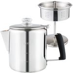 APOXCON Multi Use Percolator Coffee Pot Stainless Steel Stove Top Coffee Maker with Borosilicate Glass Knob Silica Handle Camping Coffee Pot Using on Campfire Stove & Induction Cooker Silver 6 Cup