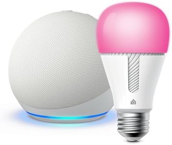 Echo Dot (5th Gen, 2022 release) in Glacier White bundle with TP-Link Kasa Smart Color Bulb