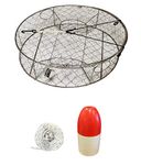 KUFA Stainless Steel Crab Trap with Zinc Anode, 1/4" x 100' Non-Lead Sinking Line and 5"x11" Red/White Float Combo (CT100+FWS100+ZIN1)