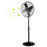 COSTWAY Metal Pedestal Fan, 16-inch Quiet High Velocity 75° Oscillating Standing Fan with Height Adjustable, 3 Wind Speed, 4 Blades, Widespread Floor Fan for Bedroom Home Office Shop, Black