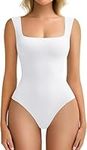 Avidlove Women's Bodysuit Sleeveless Square Neck Leotard Top Sexy Going Out Shaperwear Double Lining Slim Tank Tops T-Shirts Elegant Soft Jumpsuit Vest White XL