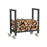 YAMO DUDO Firewood Rack Outdoor, Fireplace Wood Log Rack Indoor, Firewood Holder Storage With Wheels, Heavy Duty Logs Holder Stand For Patio Deck, Wood Pile Storage Stacker Organizer