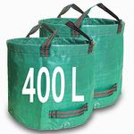 Singwow Garden Waste Bags 400L x 2 Heavy Duty Garden Bags, Reusable Garden Sacks with Handles, Ideal for Collecting Garden Waste, Plant waste grass and Leaves (400L)