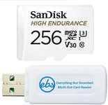 SanDisk Micro SDXC 256GB High Endurance Memory Card Works with Wyze Cam v3 Pro, Wyze Cam Outdoor v2 Smart Camera (SDSQQNR-256G-GN6IA) Bundle with (1) Everything But Stromboli MicroSD & SD Card Reader