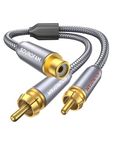 SOUNDFAM PREMIUM RCA Splitter 2 Male to 1 Female Subwoofer Splitter Cable RCA Y Splitter Adapter for Subwoofer, Amplifier - 30CM/Grey