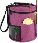 Knitting Bag, Yarn Organizer Tote Bag Portable Storage Bag for Yarns, Carrying Projects, Knitting Needles, Crochet Hooks, Manuals and Other Accessories (Rose Red)