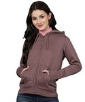 Alan Jones Clothing Solid Women's Cotton Blend Hooded Slim Fit Hoodies Sweatshirt (Vinegar [Brown]_4XL)