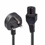 LINDY 30458 2 m Mains UK 3 Pin Plug to Hot Conditioned IEC C15 Power Cable Lead - Black