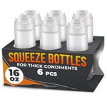 6Pcs 16Oz Squeeze Condiment Bottles - Plastic Squeeze 16 Oz Bottles for Liquids Pizza Sauce Squeeze Bottle Reusable Sauce Containers - Sauce Dispenser Clear Ketchup Squeeze Bottle Condiment Bottles