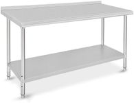 Garvee NSF Stainless Steel Work Table, 60x24x35 Inch Metal Trolley Heavy Duty Double Tier Workbench with Backsplash Food Preparation Stainless Steel Table for Kitchen Restaurant Commercial Workstation