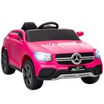 AIYAPLAY Mercedes-Benz GLC Coupe Licensed Kids Ride on Car, 12V Battery Powered Kids Electric Car with Remote Control, Soft Start, LED Light, Music, MP3, 3 Speed, for 3-6 Years, Pink