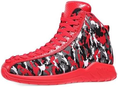 Men's Red High Top Sneakers Lightweight Outdoor Basketball Shoes Ankle Boots Size 11