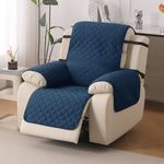 HOKIPO 'UrbanQuilt' Recliner Sofa Slipcover Mat for 1 Seater | 1-Piece Design & Dual Belt Protection to Avoid Slipping of Cover, Navy Blue (AR-6069-M4)