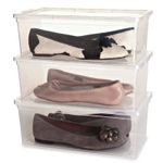 lakeland Ladies Transparent Shoe Organiser Lidded Storage Boxes - Set of 3