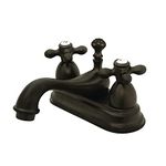 KINGSTON BRASS KS3605AX Restoration 4" Centerset Lavatory Faucet with Metal Cross Handle, Oil Rubbed Bronze