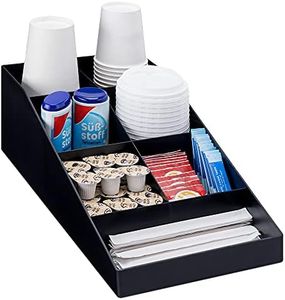 Navaris Coffee Station Organizer - Coffee Bar Countertop Accessories Holder for Sugar, Creamer, Cups, Tea - Office Kitchen Caddy - 7 Compartments