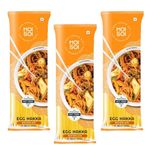 MOI SOI® Chinese Egg Hakka Noodles - Pack of 3 | 150g Each | No Preservatives | Not Fried | Air dried Noodles | Get Restaurant Style Taste in Just 10 Minutes | Serves - 6 | 450 gms