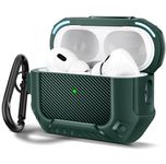 MOBOSI for Airpods Pro Case(2nd/1st Gen), Compatible with MagSafe, Carbon Fiber AirPods Pro 2nd Generation Case, Magnetic Lid, Hard Shell Protective Case Cover with Keychain(2023/2022/2019), Green