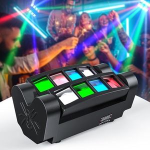 Yimosi 60W Lyre 8 Leds,Disco Lumière d'araignée DMX512 RGBW4 en 1 Lampe de Scène Commande Vocale Éclairage DJ Soirée Fête Bar Club