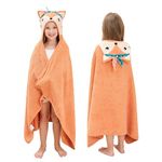 Style Quarters Baby Bath Towel - 100% Cotton Terry Soft Hooded Towel Cartoon Fox Baby Beach Towels Super Absorbent Large Embroidery Kids Hooded Bath Toddler Towel with 30"x50"(Orange)