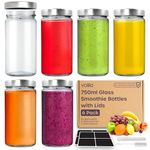 Glass Mason Jars with Lids 750ml - 6 Pack, Leakproof Glass Bottles with Lids for Airtight Seal, Drinking Bottle Ideal for Smoothies, Milkshakes, Sauces, Food Storage, Juices, Beverages, Infused Water