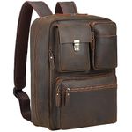 TIDING Leather Backpack for Men fits 15.6 Inch Laptop Bag Convertible Briefcase Business Handbag Large Capacity School Backpacks, Dark Brown