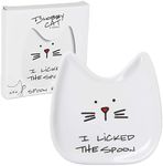 Pavilion Gift Company Blobby Cat, Cat Spoon Rest I Licked The Spoon, 5", White