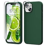 TOCOL 5 in 1 for iPhone 14 Case, with 2 Pack Tempered Screen Protector + 2 Pack Camera Lens Protector, Liquid Silicone Slim Shockproof Cover [Anti-Scratch] [Drop Protection] 6.1 Inch, Alpine Green