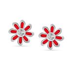 LeCalla 925 Sterling Silver Stud Earrings | BIS Hallmarked Jewelry Cute SMALL Flower Stud Earring Lightweight Crystal CZ Enamel Pink Flower Stud Earrings for Women Teen 10 MM