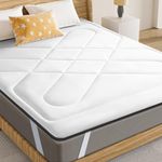 Maxzzz Extra Thick Queen Size Memory Foam Mattress Pad, Soft Mattress Cover, Breathable Mattress Pad Cover for Queen Size Bed, Ultra-Comfortable, White