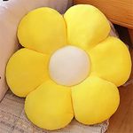 Morbuy Flower Shaped Plush Pillow Cushion Chair Seat Pad, Fluffy Soft Cute Flowers Cushion Floor Tatami Seating Pillow, Bedroom Sofa Reading Corner Decor (30cm/11.8inch,Crystal Velvet Yellow)