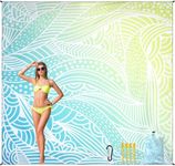 HIHOHO Beach Blanket Waterproof Sandproof Beach Mat for 1-8 Adults Quick Drying Durable Outdoor Picnic Mat for Beach Festival Travel Camping Hiking (Gradiant BL&GN-Ripple, 79"×108"(6 Person))