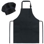 Sunland Kids Apron And Hat Set Children Chef Apron For Cooking Baking Painting Black