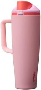 Owala FreeSip Tumbler Insulated Stainless Steel Water Bottle with Built-in Straw and Side Handle, For Travel, Work, School, and Sports, 40oz, BPA Free, Leak Proof, Angel Food Cake