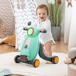 Maxmass Baby Walker, First Steps Toddler Walkers with Lockable Rear Wheel, Control Panel, Colorful Light and Ball Game, Sit to Stand Learning Walker for Boys Girls (Green)