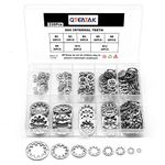 QTEATAK 320Pcs Lock Washers 304 Stainless Steel Internal Star Washer, 8 Sizes Tooth Washer Wave Spring Washer Assortment Kit M2.5 M3 M4 M5 M6 M8 M10 M12, Silver