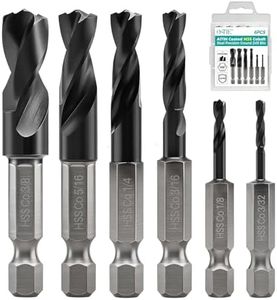 OSTTE 6Pcs M35 Cobalt Stubby Drill Bit Set, TiAlN Coated, 7 Cutting Edges