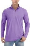 TACVASEN Men's Cooling Performance Shirts Long Sleeve UV Sun Protection Shirts Running Tops for Men Yoga Tops Jogging Shirts Light Purple XL