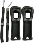 Ambertown 2 x Black Silicone Skin Case Cover with Wrist Strap for Nintendo Wii Remote