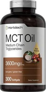 Horbaach MCT Oil Capsules 3600 mg 300 Softgels Keto Friendly Coconut Pills Highest Potency Huge Size Non-GMO, Gluten Free Pack of 2