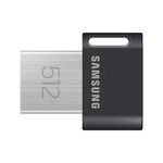 Samsung FIT Plus USB Flash Drive Type-A, 512GB, 400MB/s Read, 110MB/s Write, Compact USB 3.2 Memory Stick with Key Ring, Grey, MUF-512AB/APC