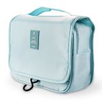 WZPB Hanging Travel Toiletry Bag - Waterproof Hanging Cosmetic Bag for Women, Protable Travel Makeup Bag for Toiletries, Bathroom Organizer Bag with Sturdy Hook (Blue)