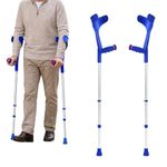 PEPE Mobility Forearm Crutches Adults (x2 Units, Open Cuff), Adjustable Aluminum Arm Supports, Blue, Made in Europe